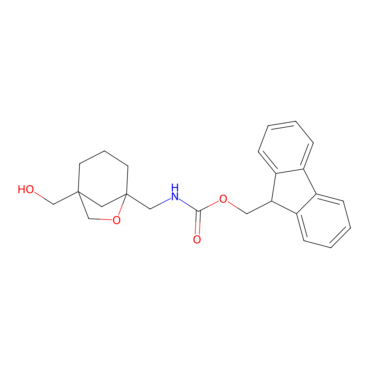 (9H-fluoren-9-yl)methyl N-{[1-(hydroxymethyl)-6-oxabicyclo[3.2.1]octan-5-yl]methyl}carbamate molecular structure, CAS 2764007-90-9