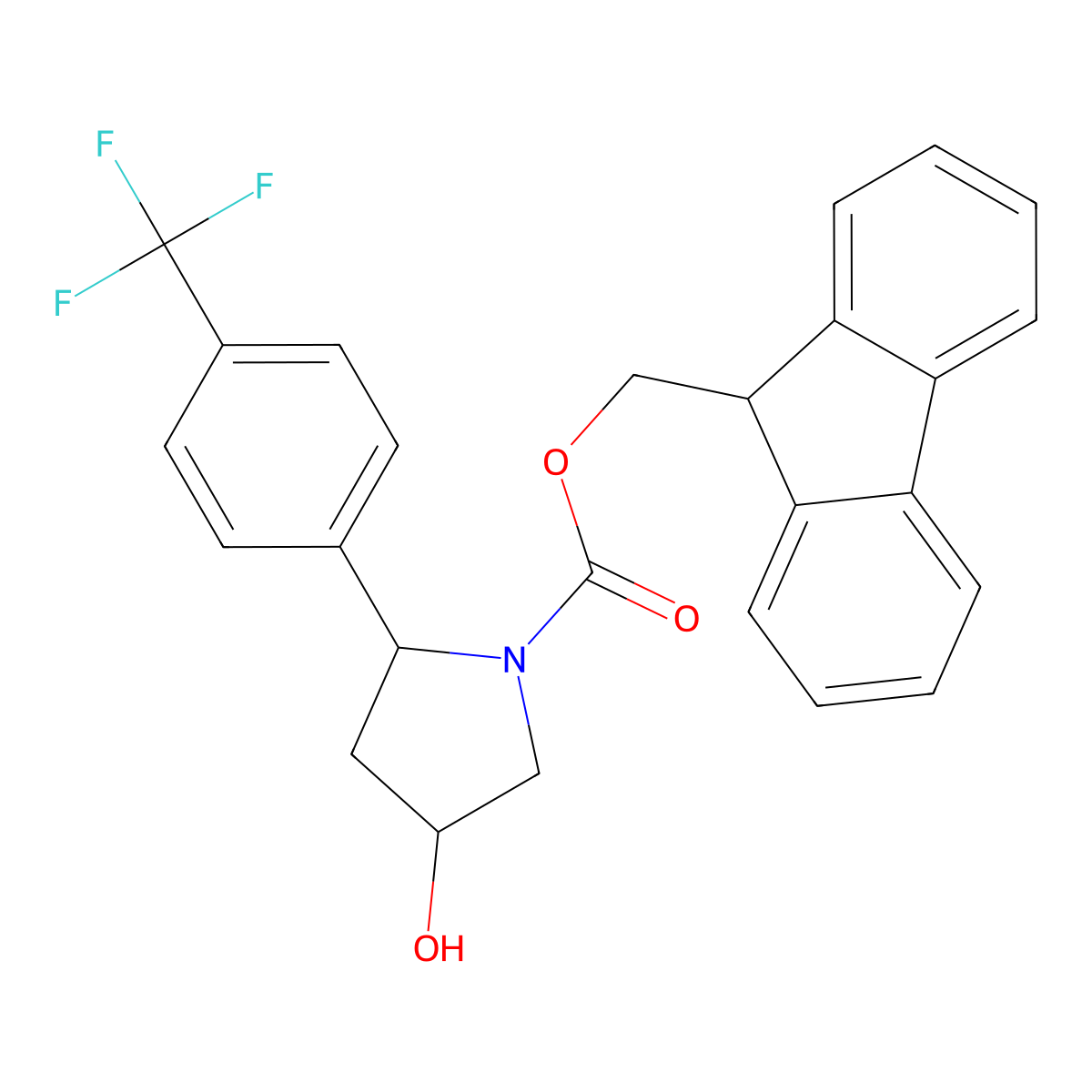 rac-(9H-fluoren-9-yl)methyl (2R,4S)-4-hydroxy-2-[4-(trifluoromethyl)phenyl]pyrrolidine-1-carboxylate molecular structure, CAS 2764007-92-1