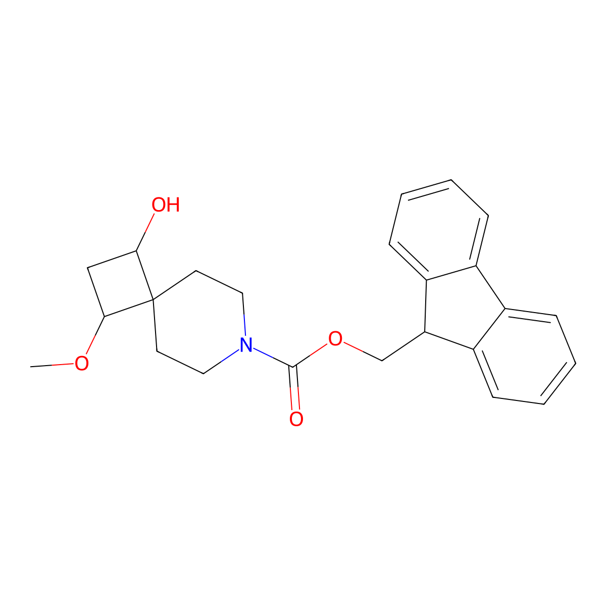 (9H-fluoren-9-yl)methyl 1-hydroxy-3-methoxy-7-azaspiro[3.5]nonane-7-carboxylate molecular structure, CAS 2764007-94-3