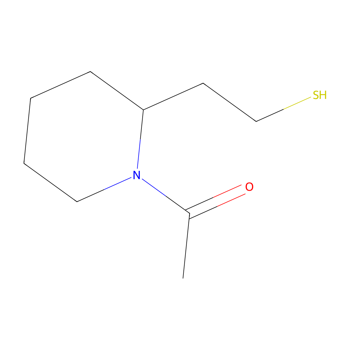 1-[2-(2-Sulfanylethyl)piperidin-1-yl]ethan-1-one molecular structure, CAS 2764008-01-5