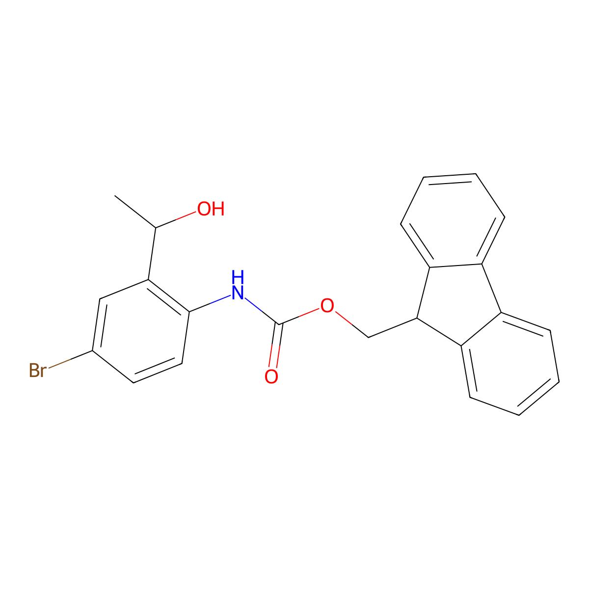 (9H-fluoren-9-yl)methyl N-[4-bromo-2-(1-hydroxyethyl)phenyl]carbamate molecular structure, CAS 2764008-08-2