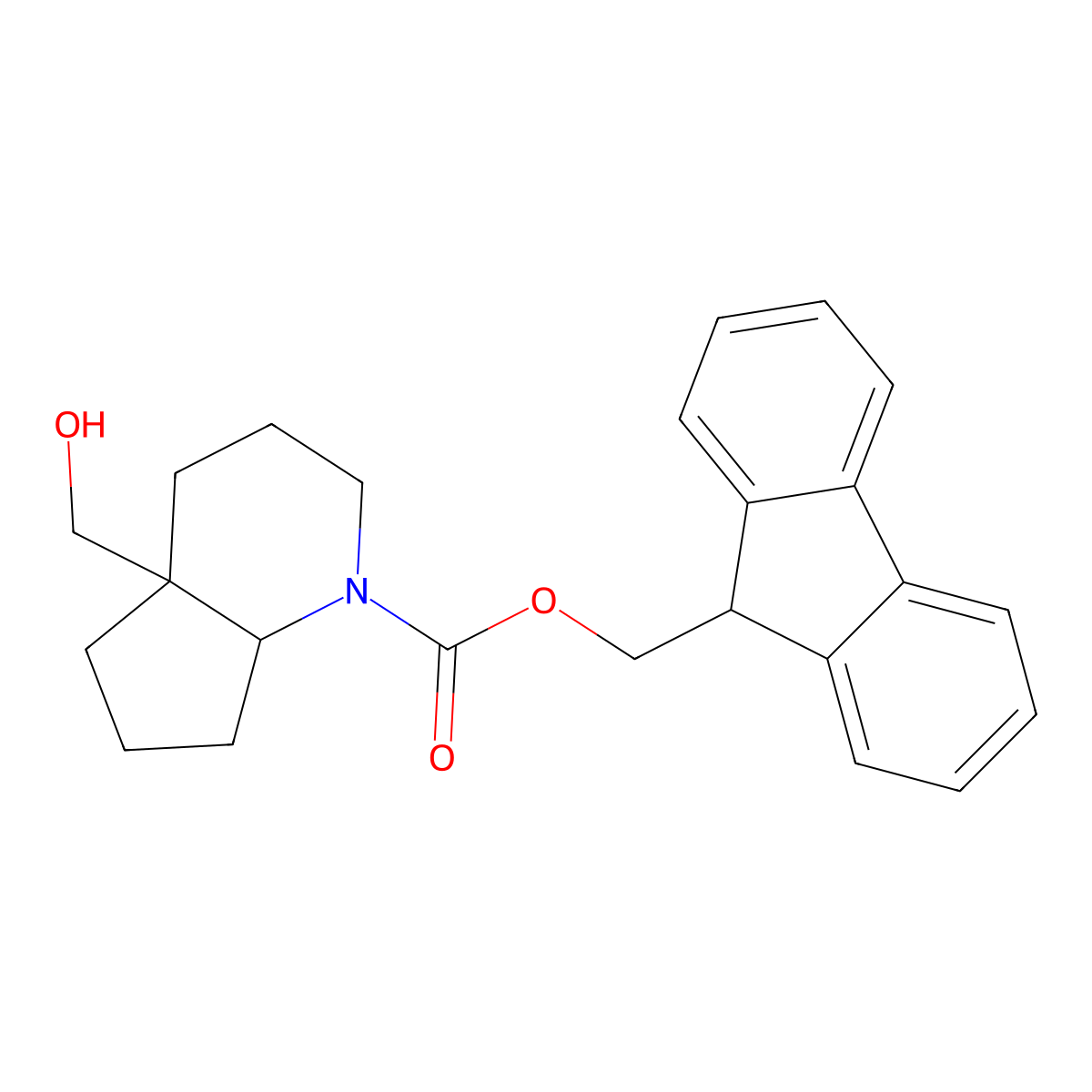 rac-(9H-fluoren-9-yl)methyl (4aR,7aS)-4a-(hydroxymethyl)-octahydro-1H-cyclopenta[b]pyridine-1-carboxylate molecular structure, CAS 2764008-11-7