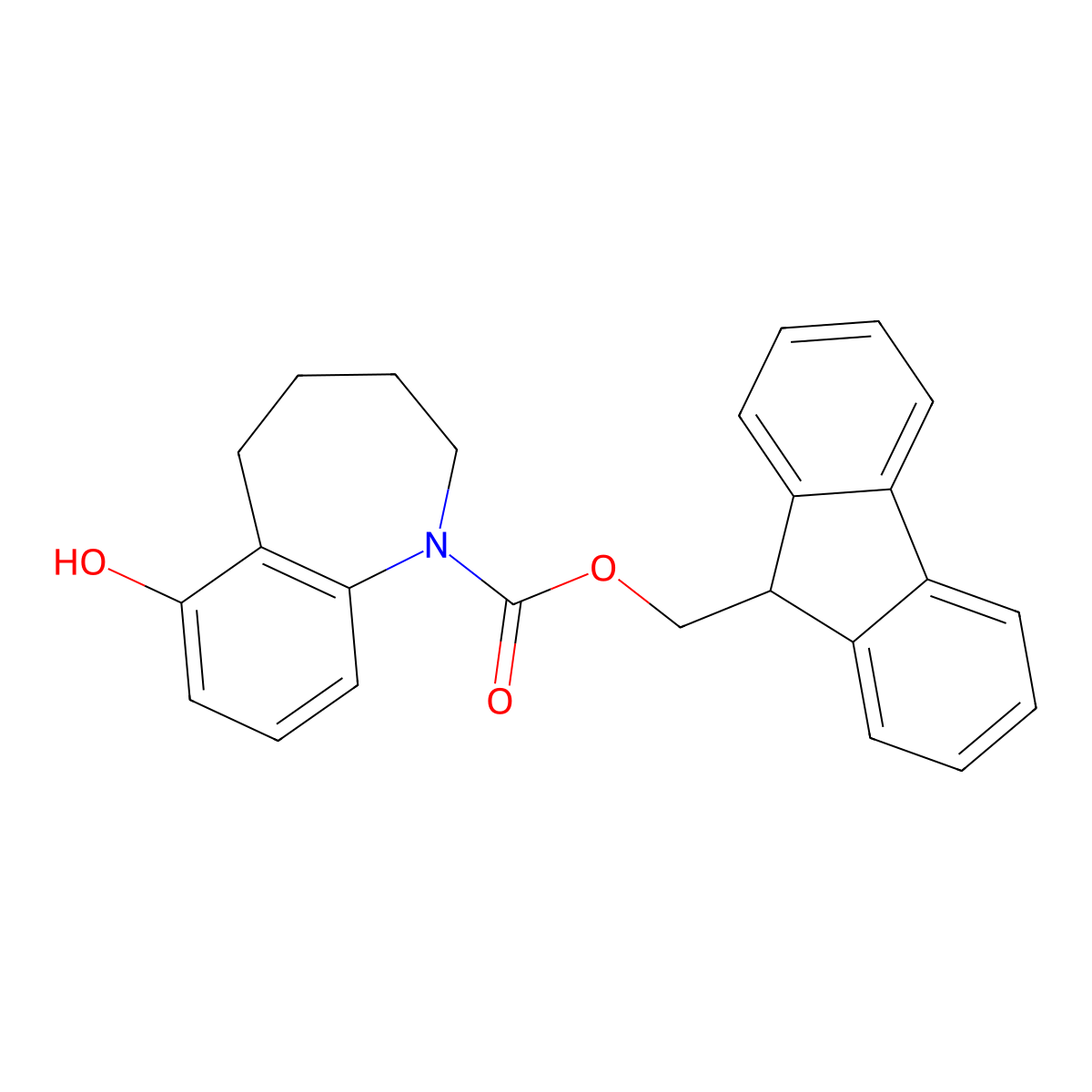 (9H-fluoren-9-yl)methyl 6-hydroxy-2,3,4,5-tetrahydro-1H-1-benzazepine-1-carboxylate molecular structure, CAS 2764008-17-3