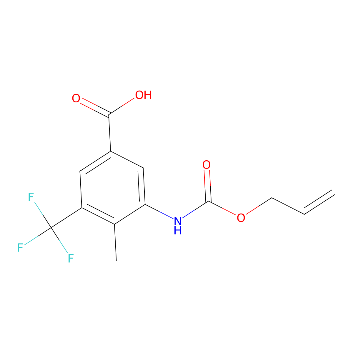 4-Methyl-3-{[(prop-2-en-1-yloxy)carbonyl]amino}-5-(trifluoromethyl)benzoic acid molecular structure, CAS 2764008-27-5