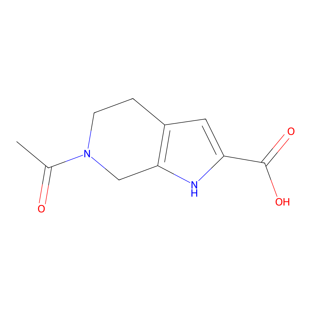 6-acetyl-1H,4H,5H,6H,7H-pyrrolo[2,3-c]pyridine-2-carboxylic acid molecular structure, CAS 2764008-30-0