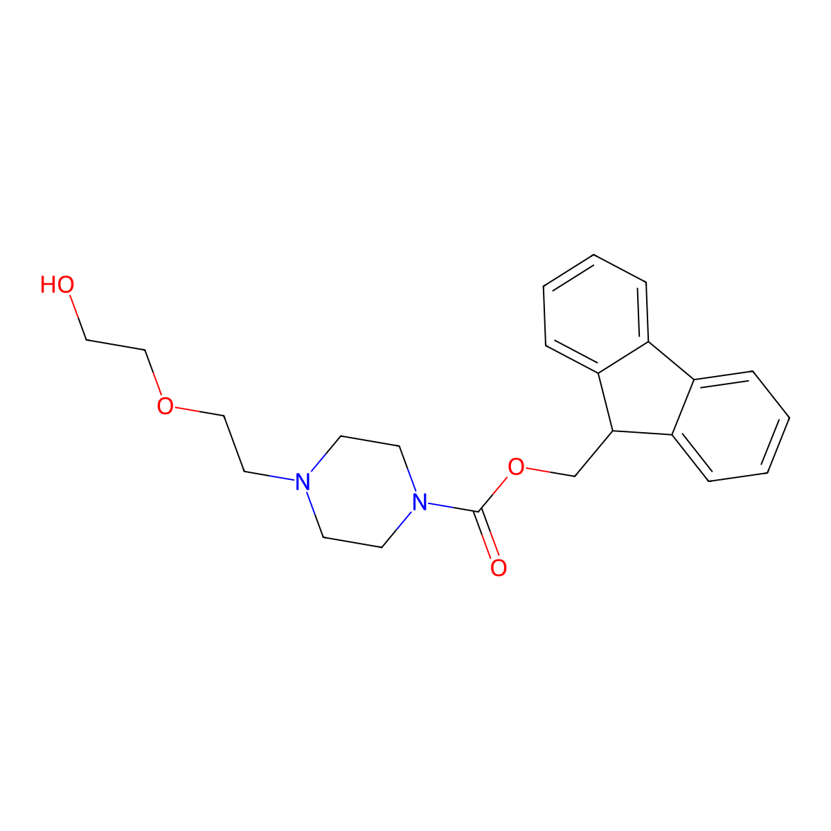 (9H-fluoren-9-yl)methyl 4-[2-(2-hydroxyethoxy)ethyl]piperazine-1-carboxylate molecular structure, CAS 2764008-35-5