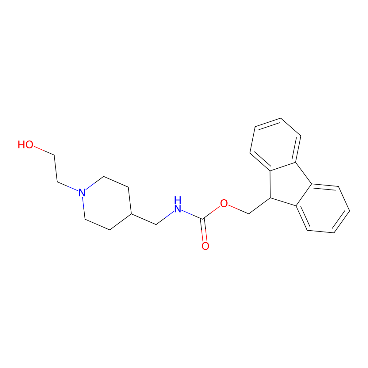 (9H-fluoren-9-yl)methyl N-{[1-(2-hydroxyethyl)piperidin-4-yl]methyl}carbamate molecular structure, CAS 2764008-41-3