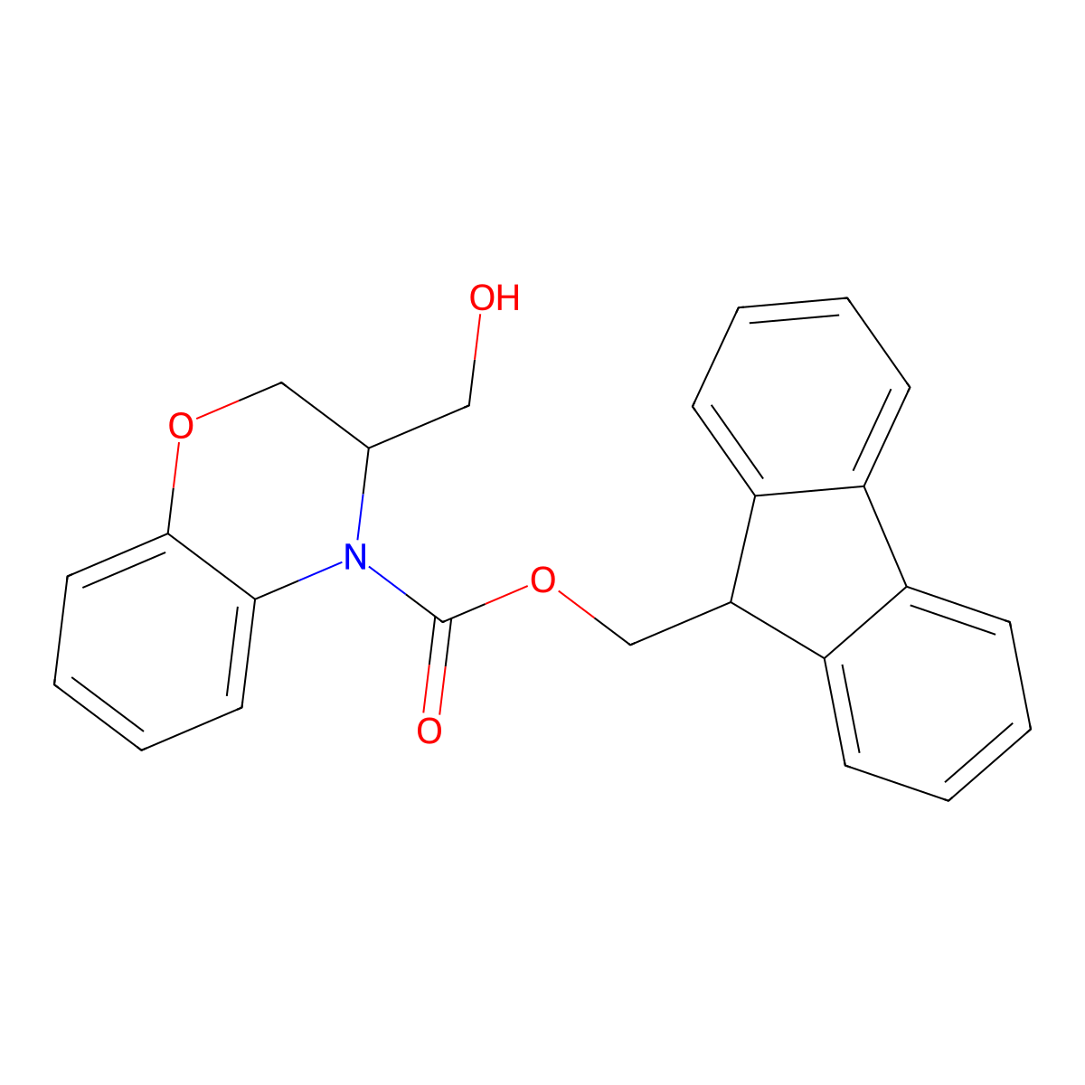 (9H-fluoren-9-yl)methyl 3-(hydroxymethyl)-3,4-dihydro-2H-1,4-benzoxazine-4-carboxylate molecular structure, CAS 2764008-42-4