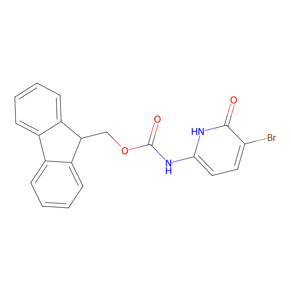 (9H-fluoren-9-yl)methyl N-(5-bromo-6-hydroxypyridin-2-yl)carbamate molecular structure, CAS 2764008-44-6