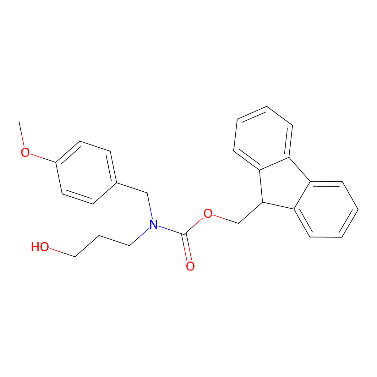 (9H-fluoren-9-yl)methyl N-(3-hydroxypropyl)-N-[(4-methoxyphenyl)methyl]carbamate molecular structure, CAS 2764008-46-8