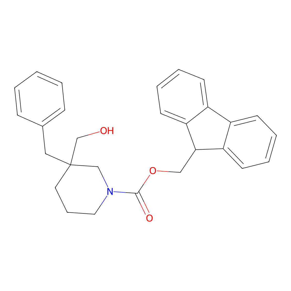 (9H-fluoren-9-yl)methyl 3-benzyl-3-(hydroxymethyl)piperidine-1-carboxylate molecular structure, CAS 2764008-47-9