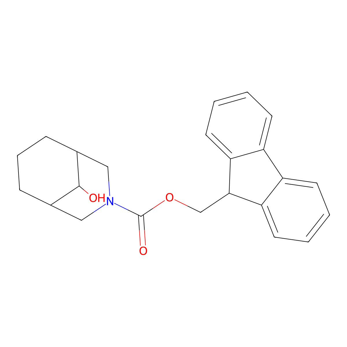 (9H-fluoren-9-yl)methyl 9-hydroxy-3-azabicyclo[3.3.1]nonane-3-carboxylate molecular structure, CAS 2764008-49-1