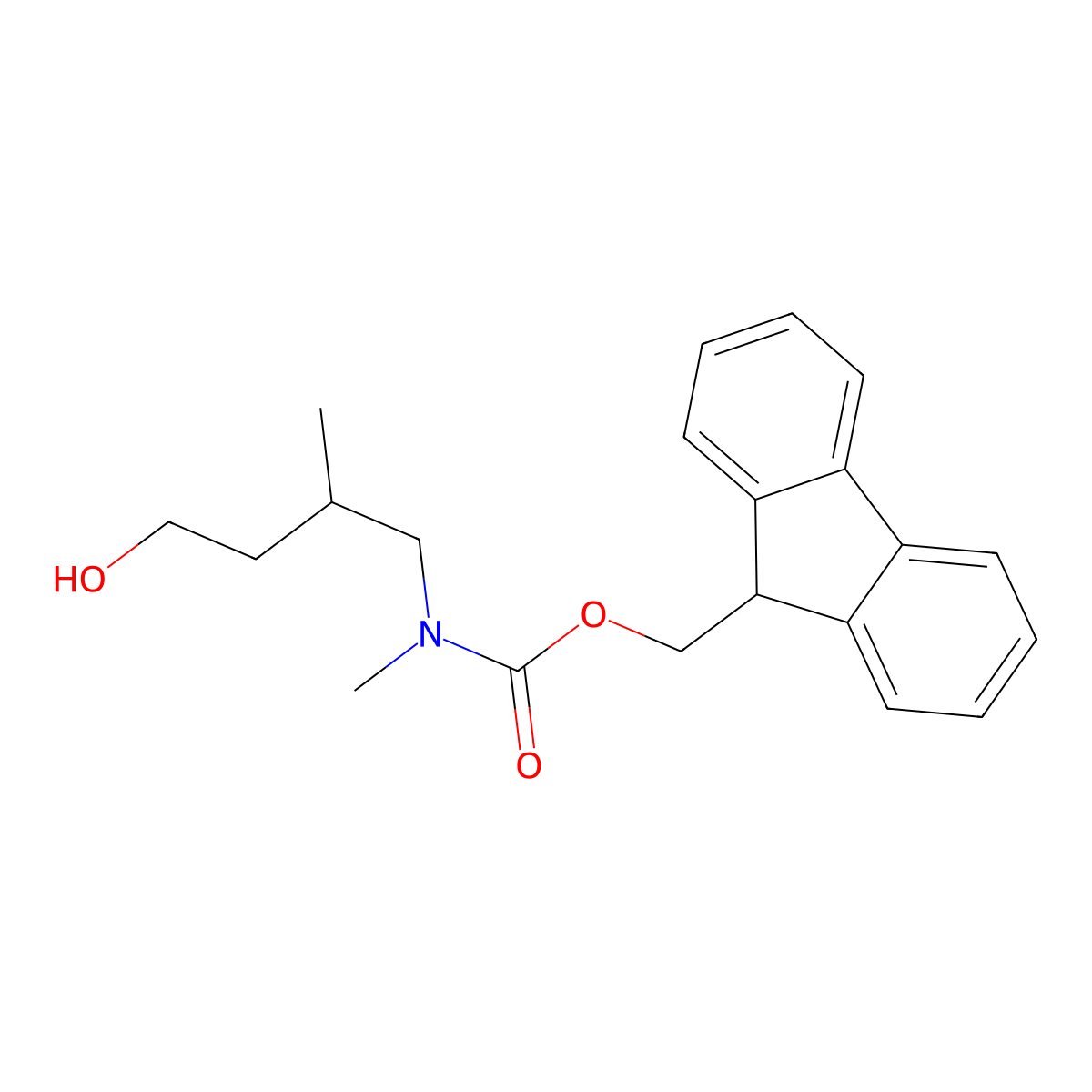(9H-fluoren-9-yl)methyl N-(4-hydroxy-2-methylbutyl)-N-methylcarbamate molecular structure, CAS 2764008-57-1