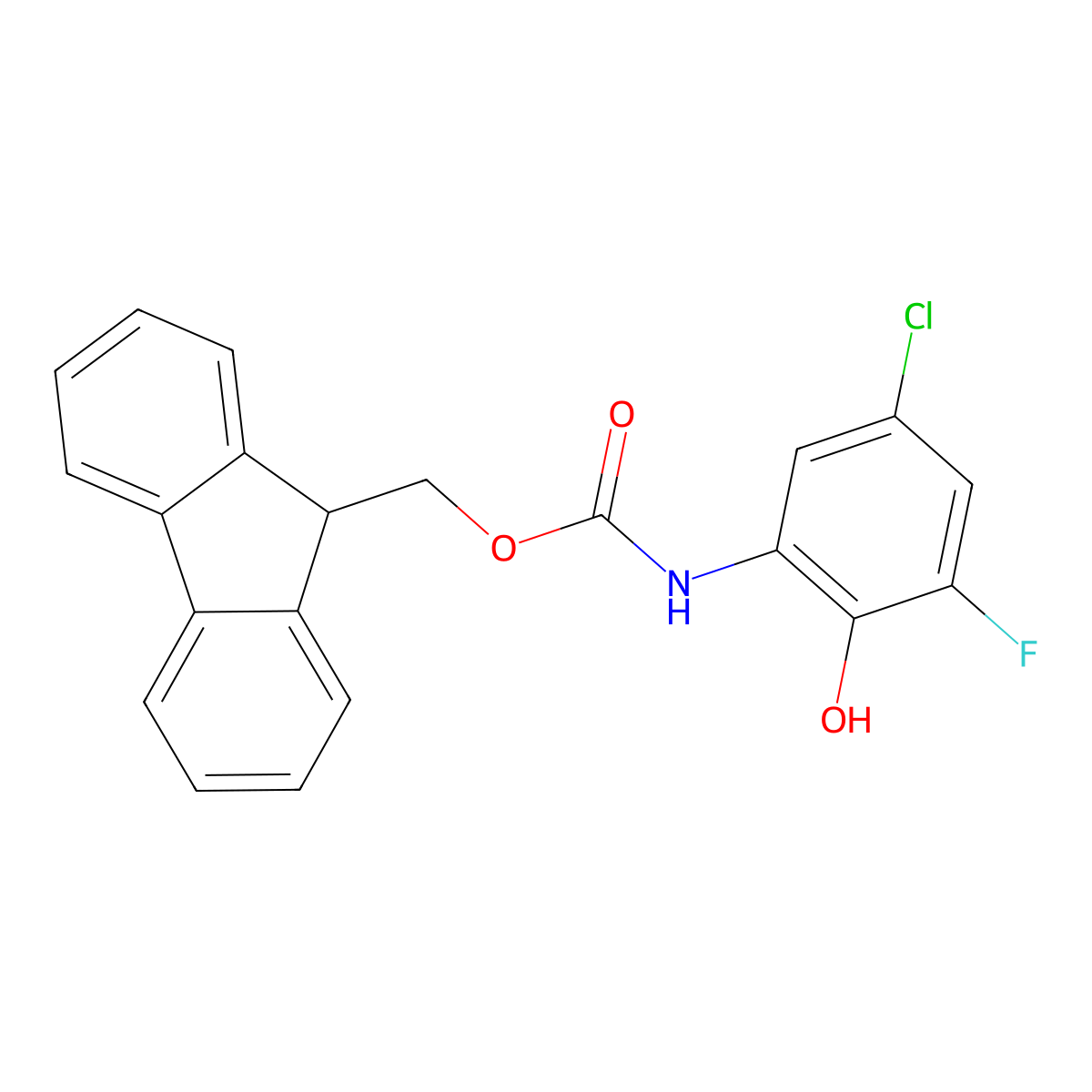 (9H-fluoren-9-yl)methyl N-(5-chloro-3-fluoro-2-hydroxyphenyl)carbamate molecular structure, CAS 2764008-60-6
