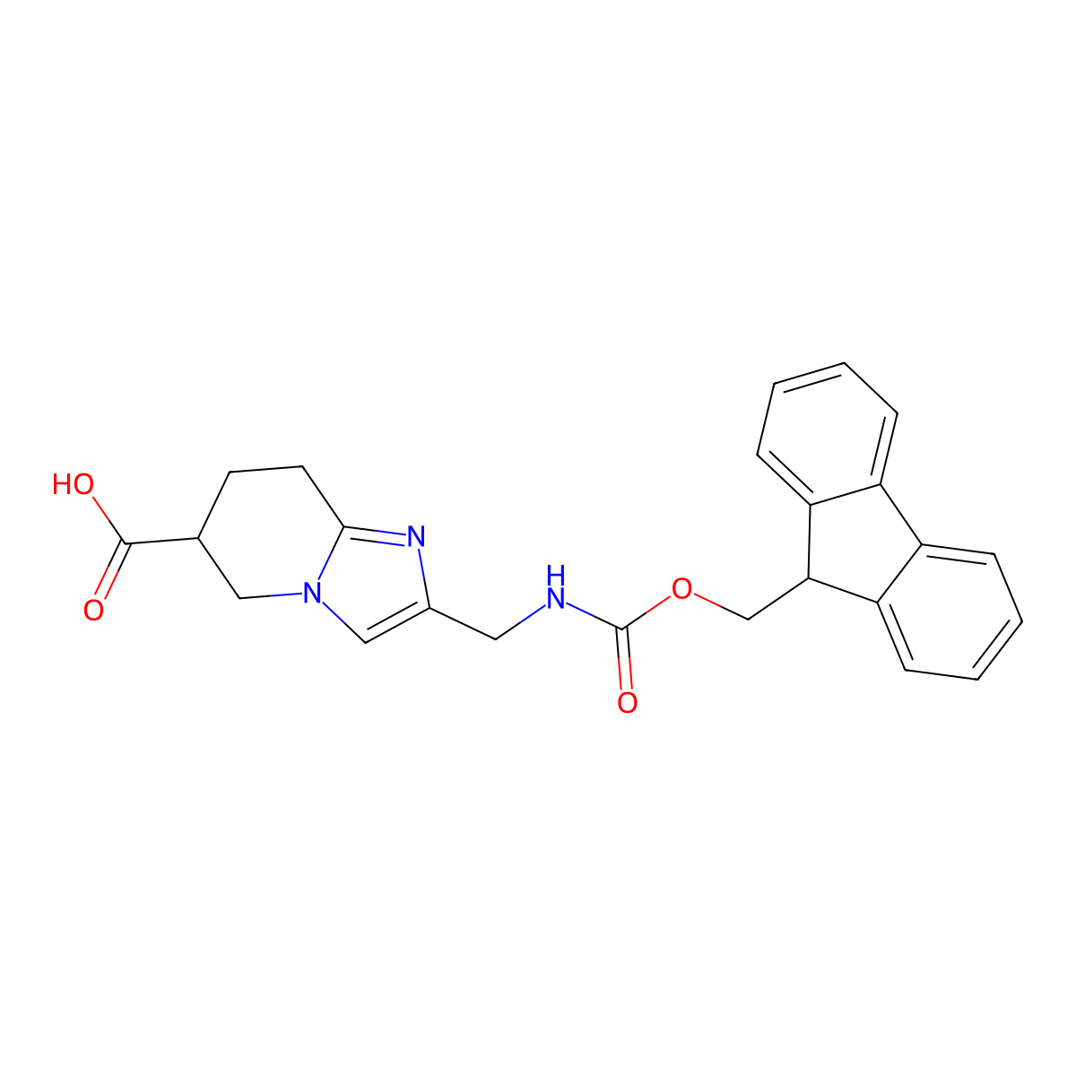 2-[({[(9H-fluoren-9-yl)methoxy]carbonyl}amino)methyl]-5H,6H,7H,8H-imidazo[1,2-a]pyridine-6-carboxylic acid molecular structure, CAS 2764008-64-0