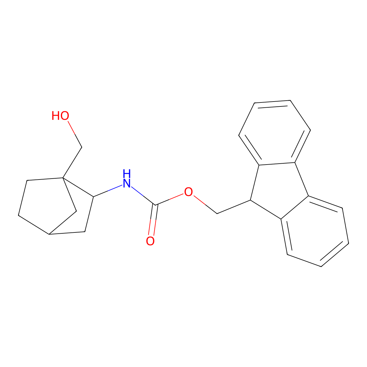rac-(9H-fluoren-9-yl)methyl N-[(1R,2R,4R)-1-(hydroxymethyl)bicyclo[2.2.1]heptan-2-yl]carbamate molecular structure, CAS 2764008-74-2