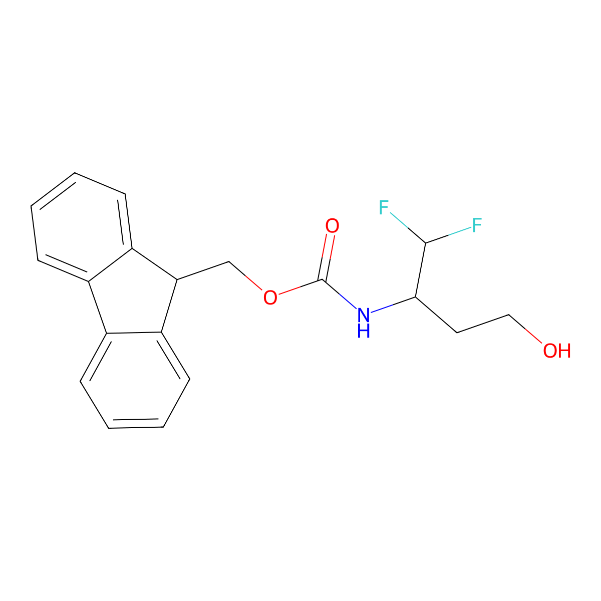 (9H-fluoren-9-yl)methyl N-(1,1-difluoro-4-hydroxybutan-2-yl)carbamate molecular structure, CAS 2764008-78-6