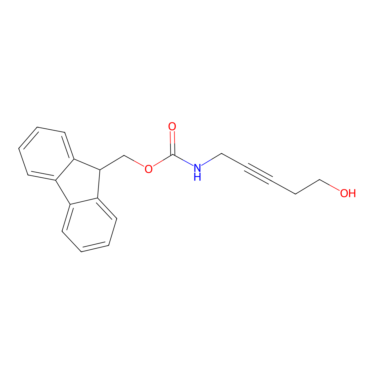 (9H-fluoren-9-yl)methyl N-(5-hydroxypent-2-yn-1-yl)carbamate molecular structure, CAS 2764008-80-0