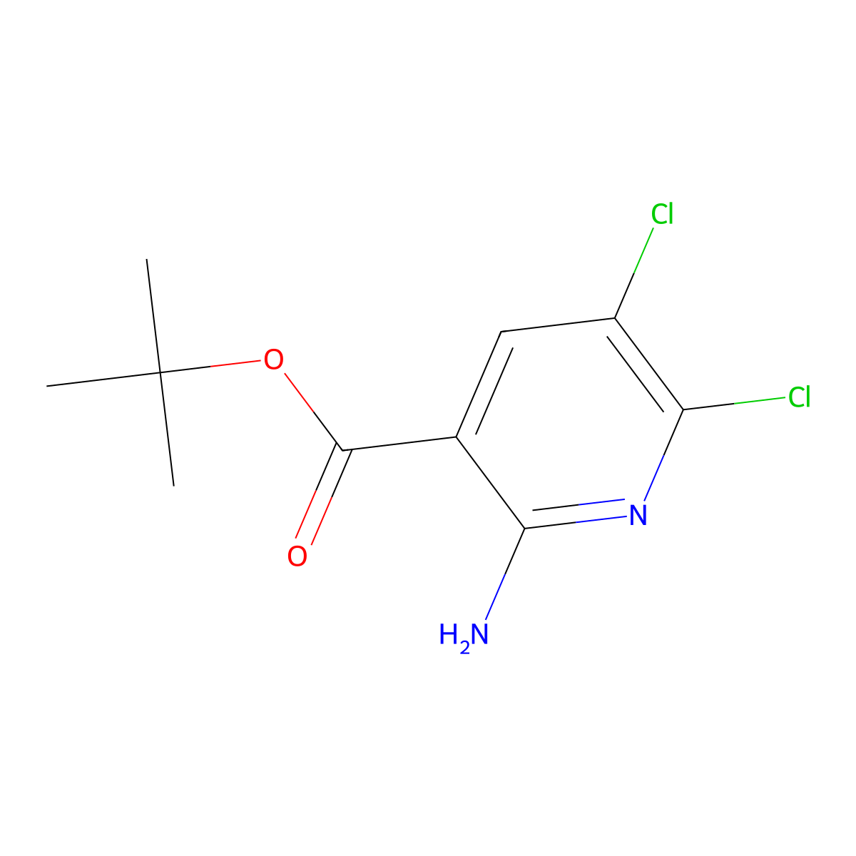 Tert-butyl 2-amino-5,6-dichloropyridine-3-carboxylate molecular structure, CAS 2764008-83-3