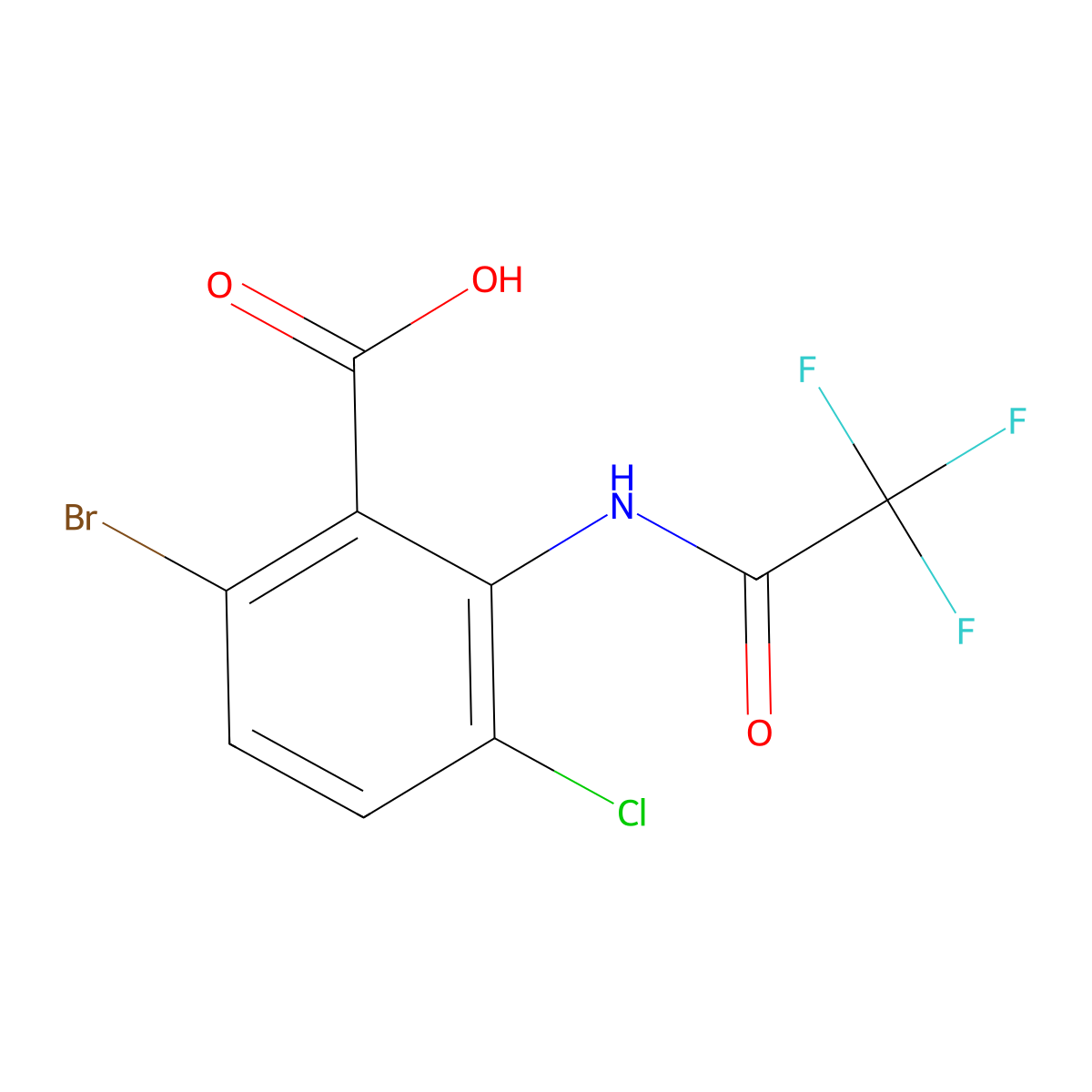 6-Bromo-3-chloro-2-(2,2,2-trifluoroacetamido)benzoic acid molecular structure, CAS 2764008-95-7