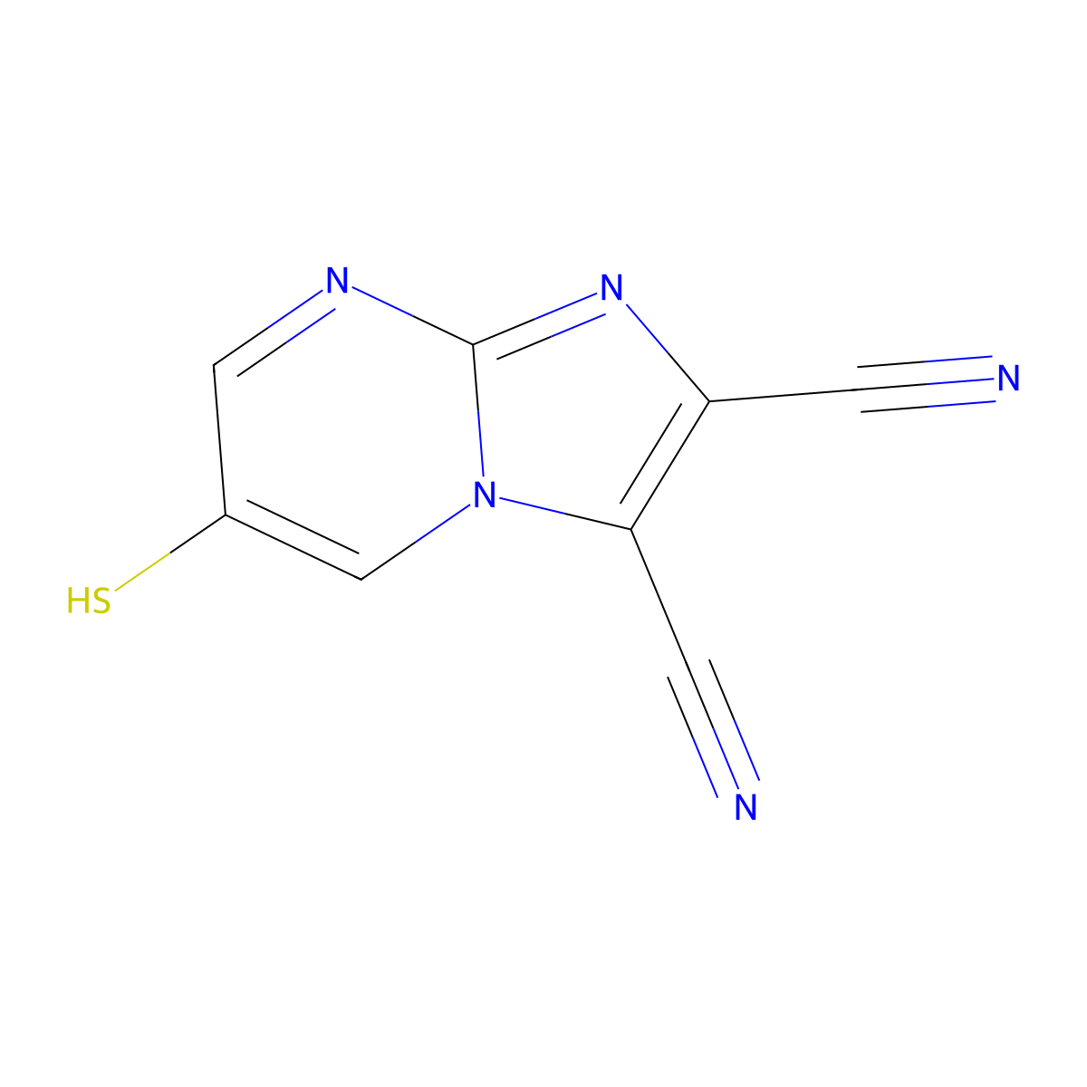 6-Sulfanylimidazo[1,2-a]pyrimidine-2,3-dicarbonitrile molecular structure, CAS 2764009-01-8