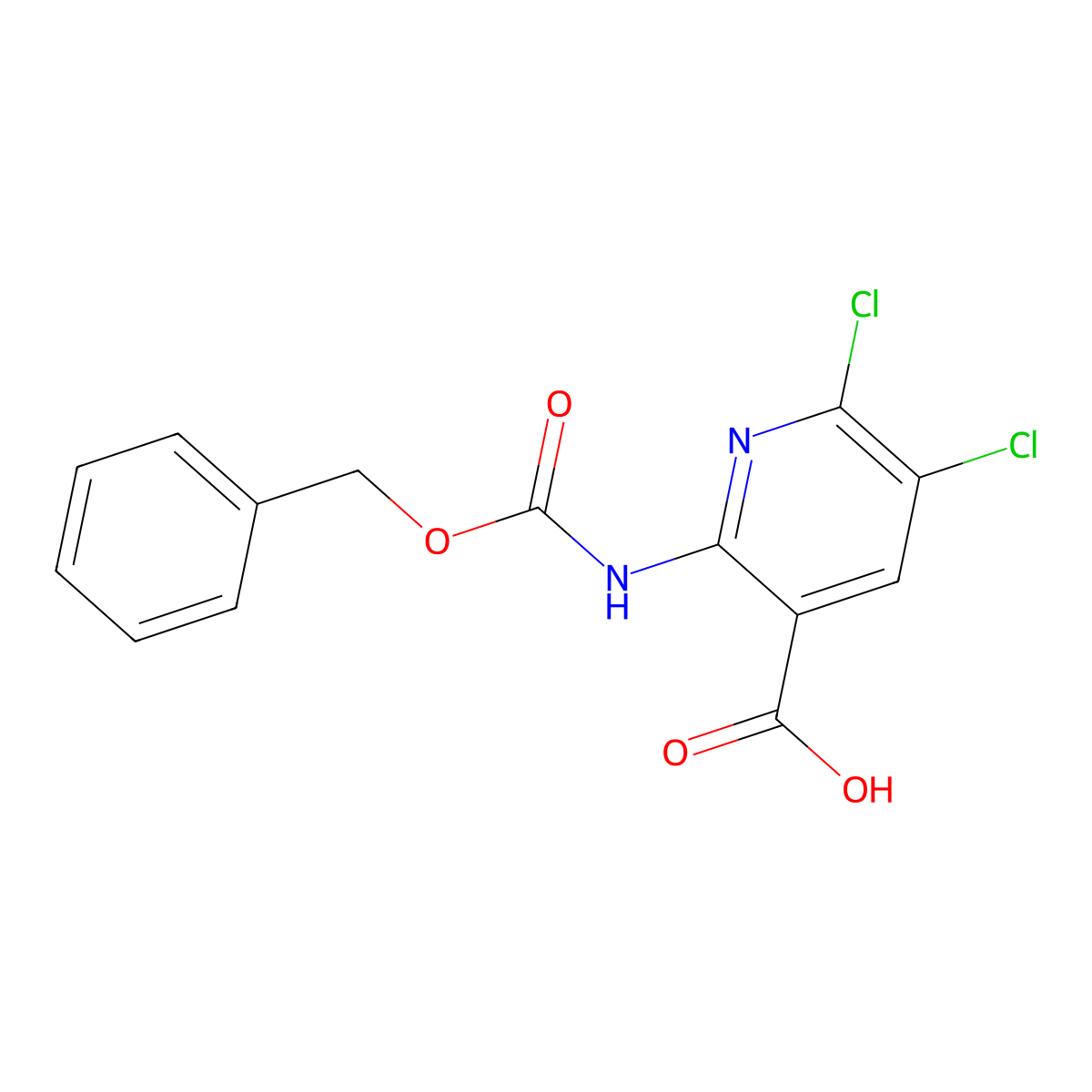 2-{[(Benzyloxy)carbonyl]amino}-5,6-dichloropyridine-3-carboxylic acid molecular structure, CAS 2764009-03-0