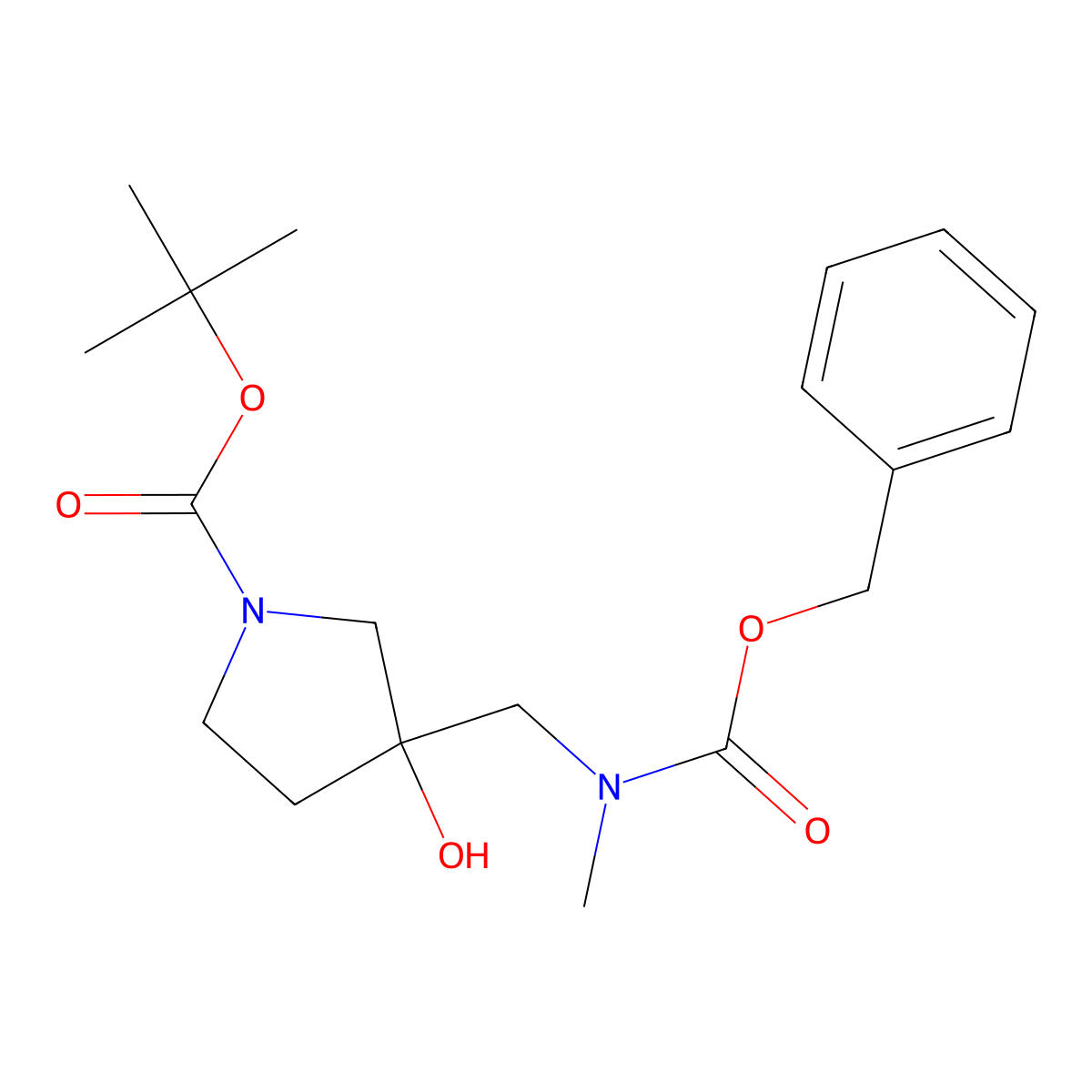 Tert-butyl 3-({[(benzyloxy)carbonyl](methyl)amino}methyl)-3-hydroxypyrrolidine-1-carboxylate molecular structure, CAS 2764009-04-1