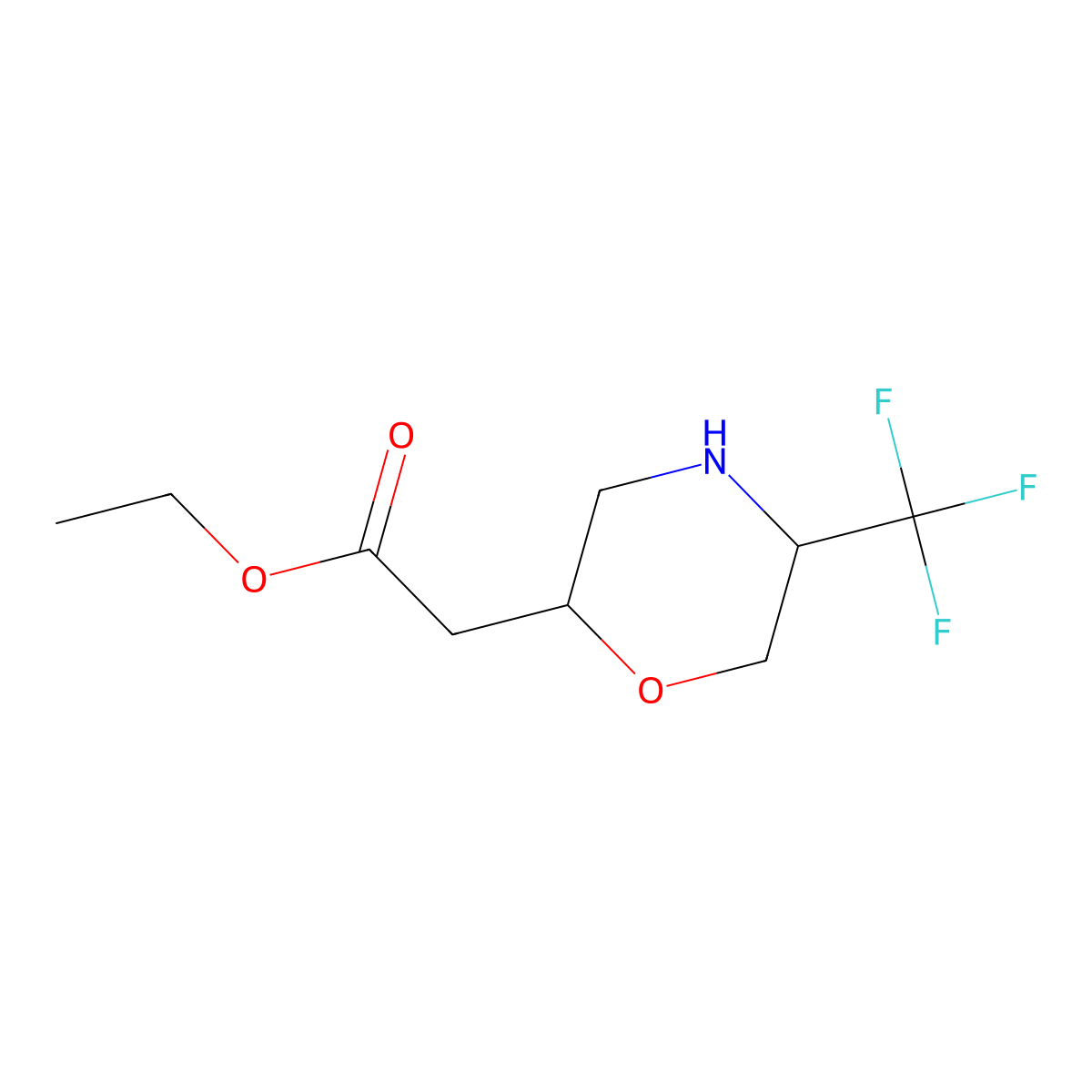 Ethyl 2-[5-(trifluoromethyl)morpholin-2-yl]acetate molecular structure, CAS 2764009-07-4