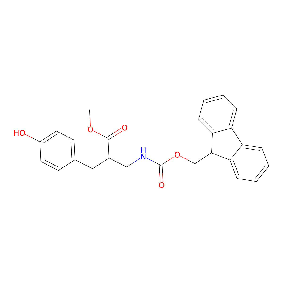 methyl 3-({[(9H-fluoren-9-yl)methoxy]carbonyl}amino)-2-[(4-hydroxyphenyl)methyl]propanoate molecular structure, CAS 2764009-09-6