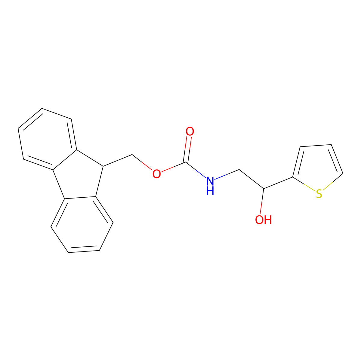 (9H-fluoren-9-yl)methyl N-[2-hydroxy-2-(thiophen-2-yl)ethyl]carbamate molecular structure, CAS 2764009-13-2
