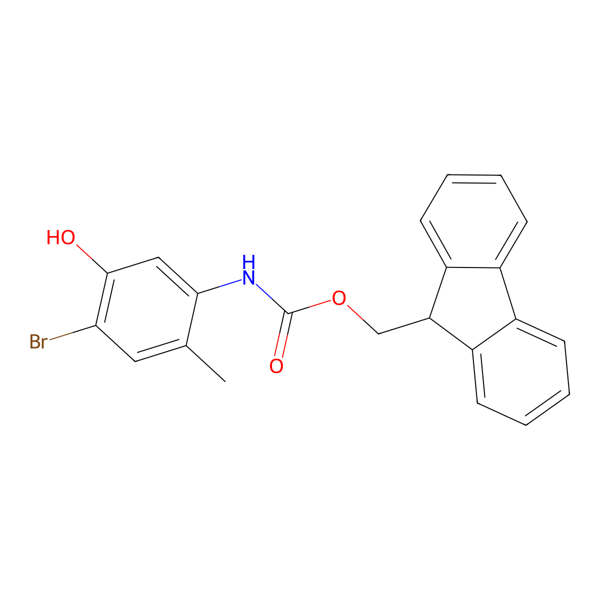 (9H-fluoren-9-yl)methyl N-(4-bromo-5-hydroxy-2-methylphenyl)carbamate molecular structure, CAS 2764009-14-3