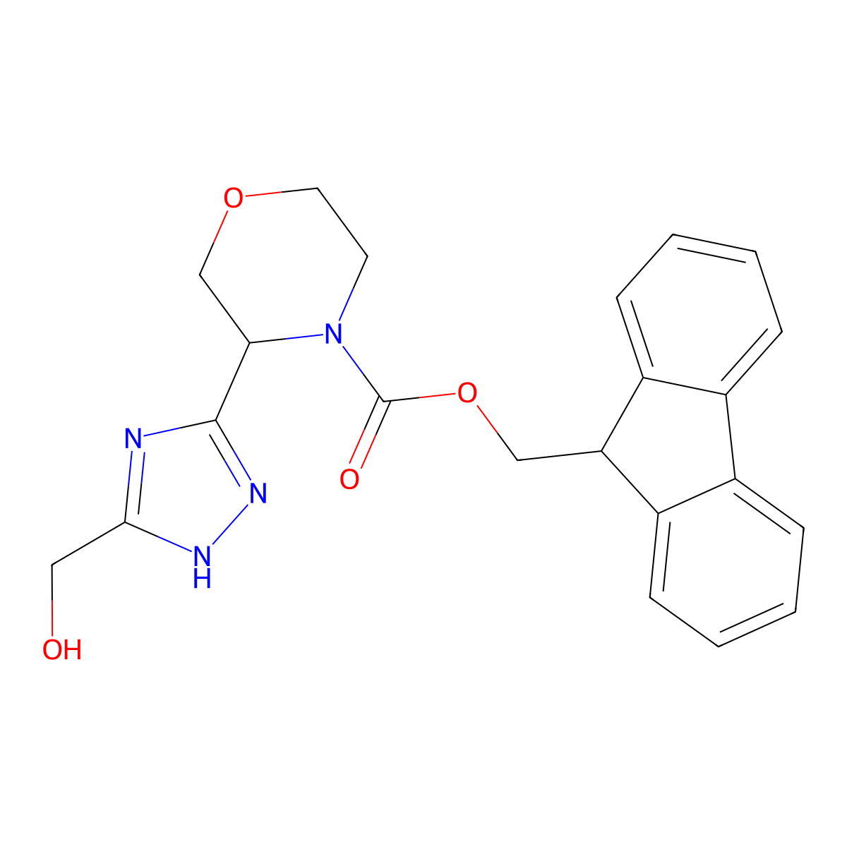 (9H-fluoren-9-yl)methyl 3-[5-(hydroxymethyl)-1H-1,2,4-triazol-3-yl]morpholine-4-carboxylate molecular structure, CAS 2764009-19-8