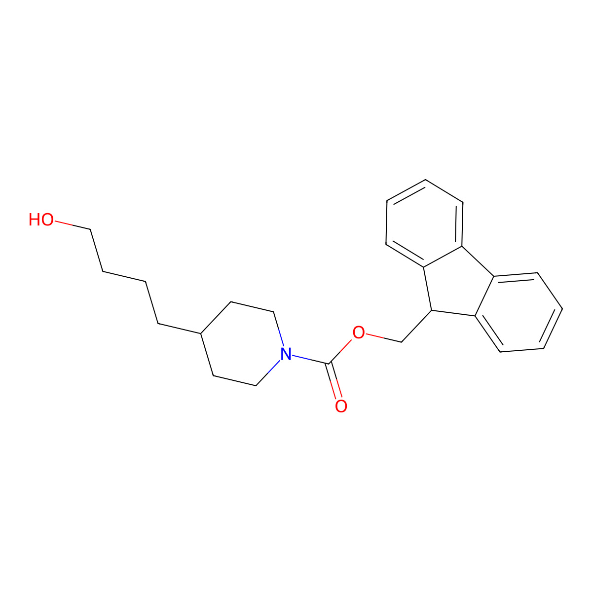 (9H-fluoren-9-yl)methyl 4-(4-hydroxybutyl)piperidine-1-carboxylate molecular structure, CAS 2764009-21-2