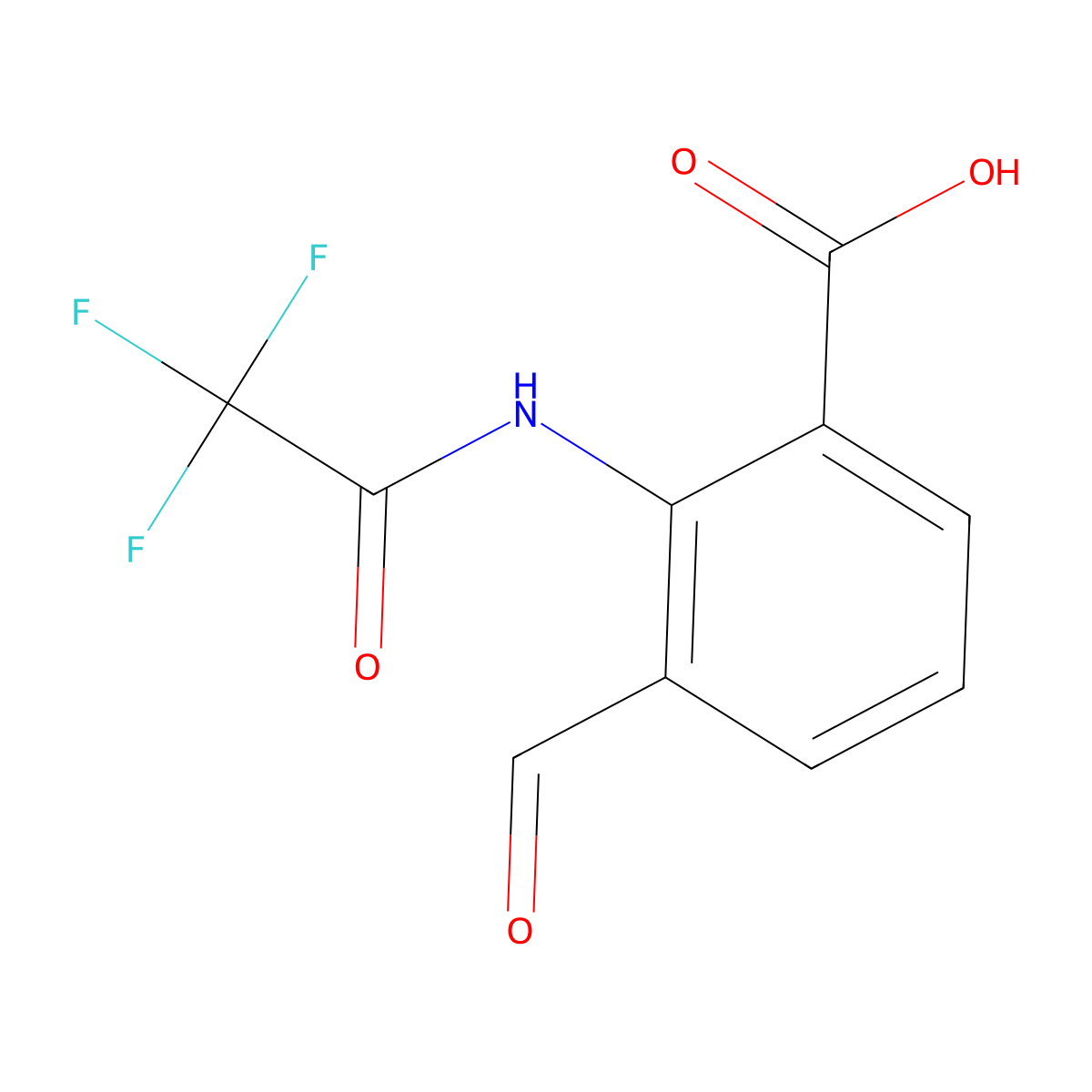 3-Formyl-2-(2,2,2-trifluoroacetamido)benzoic acid molecular structure, CAS 2764009-23-4