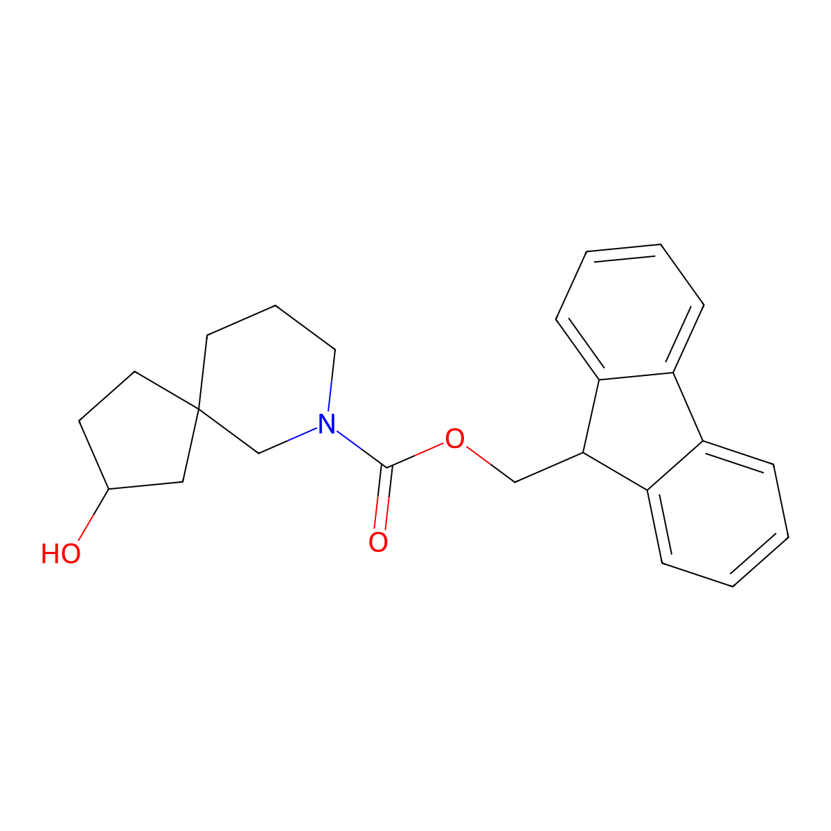 (9H-fluoren-9-yl)methyl 2-hydroxy-7-azaspiro[4.5]decane-7-carboxylate molecular structure, CAS 2764009-24-5