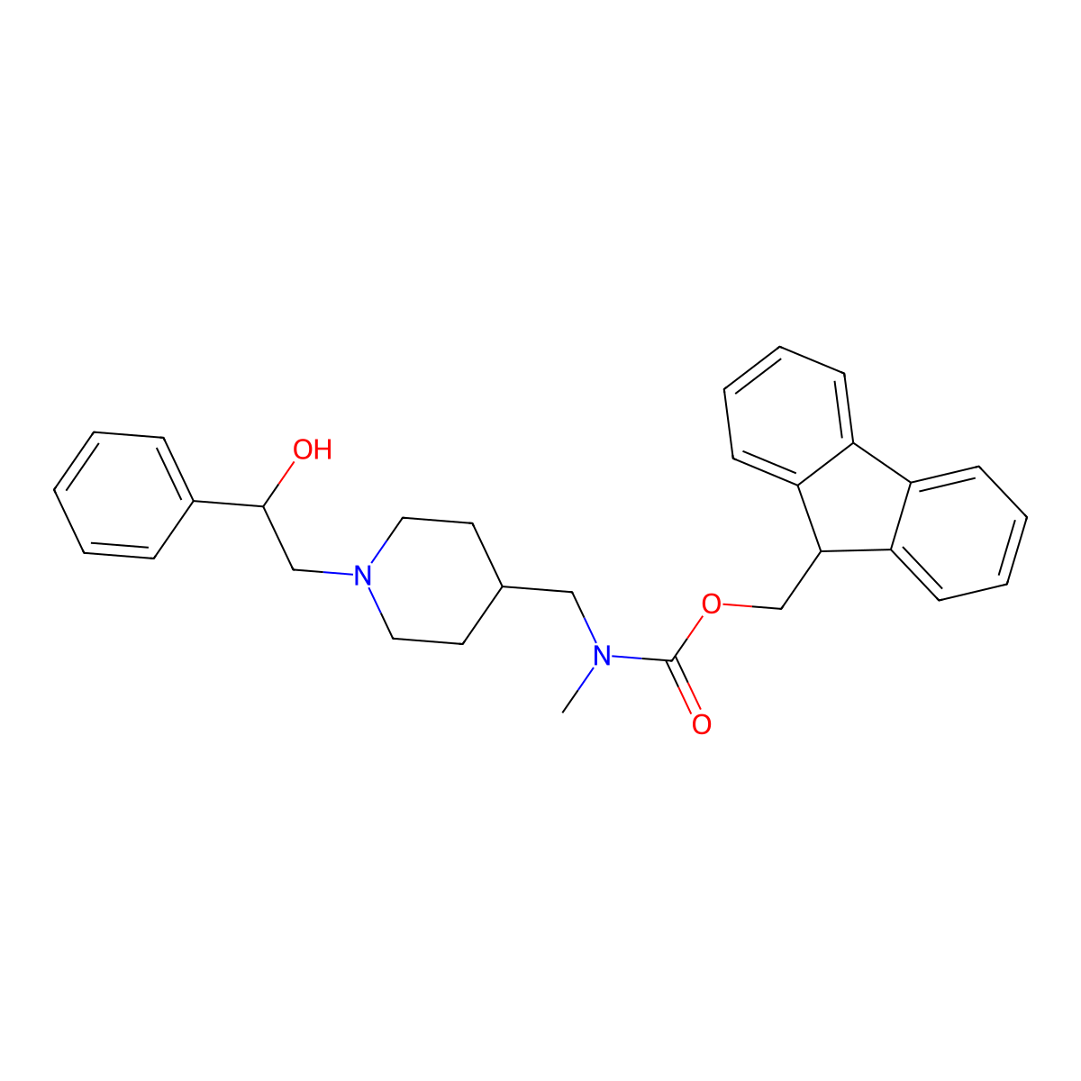 (9H-fluoren-9-yl)methyl N-{[1-(2-hydroxy-2-phenylethyl)piperidin-4-yl]methyl}-N-methylcarbamate molecular structure, CAS 2764009-26-7