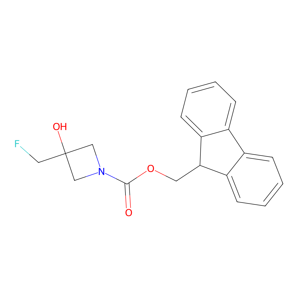 (9H-fluoren-9-yl)methyl 3-(fluoromethyl)-3-hydroxyazetidine-1-carboxylate molecular structure, CAS 2764009-27-8