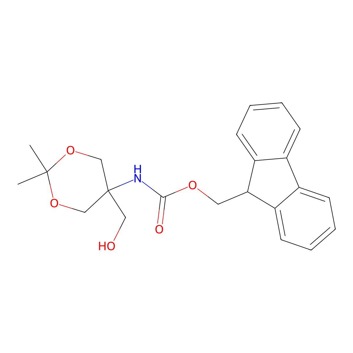 (9H-fluoren-9-yl)methyl N-[5-(hydroxymethyl)-2,2-dimethyl-1,3-dioxan-5-yl]carbamate molecular structure, CAS 2764009-30-3