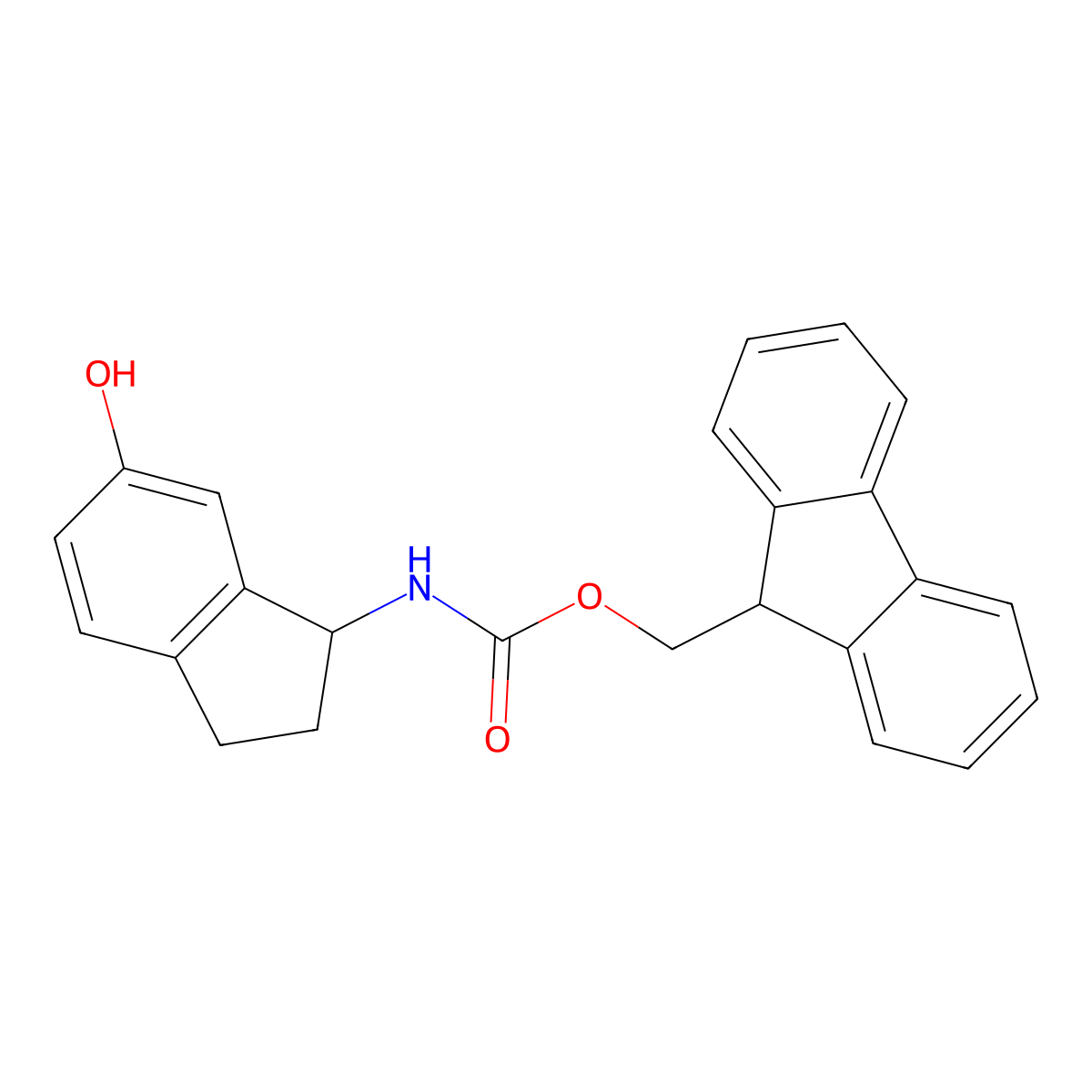 (9H-fluoren-9-yl)methyl N-(6-hydroxy-2,3-dihydro-1H-inden-1-yl)carbamate molecular structure, CAS 2764009-33-6