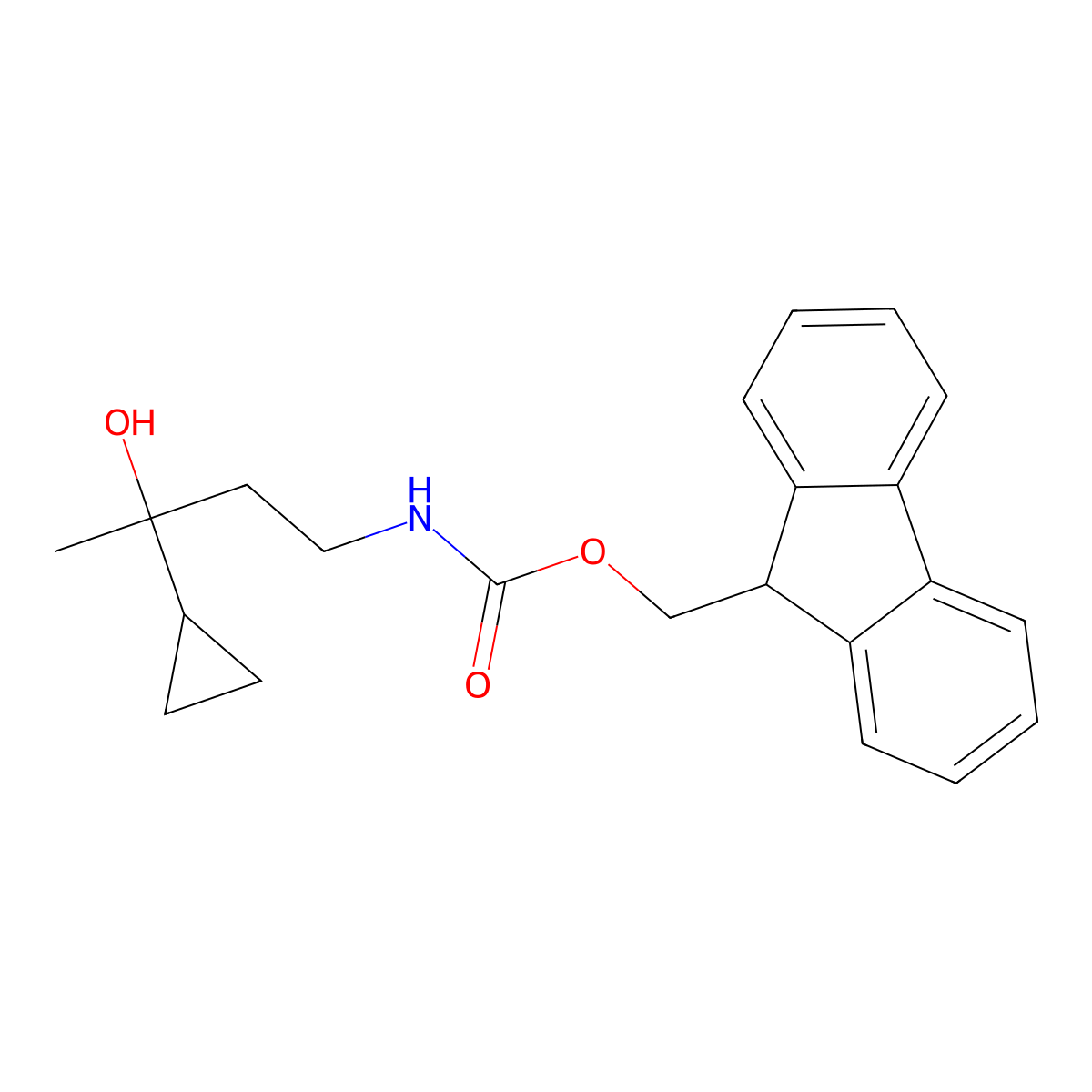 (9H-fluoren-9-yl)methyl N-(3-cyclopropyl-3-hydroxybutyl)carbamate molecular structure, CAS 2764009-41-6