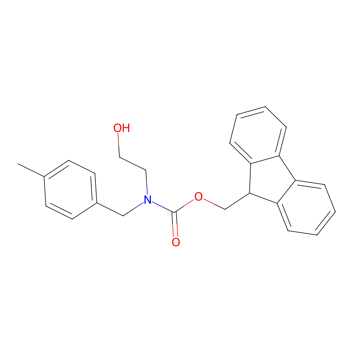 (9H-fluoren-9-yl)methyl N-(2-hydroxyethyl)-N-[(4-methylphenyl)methyl]carbamate molecular structure, CAS 2764009-54-1