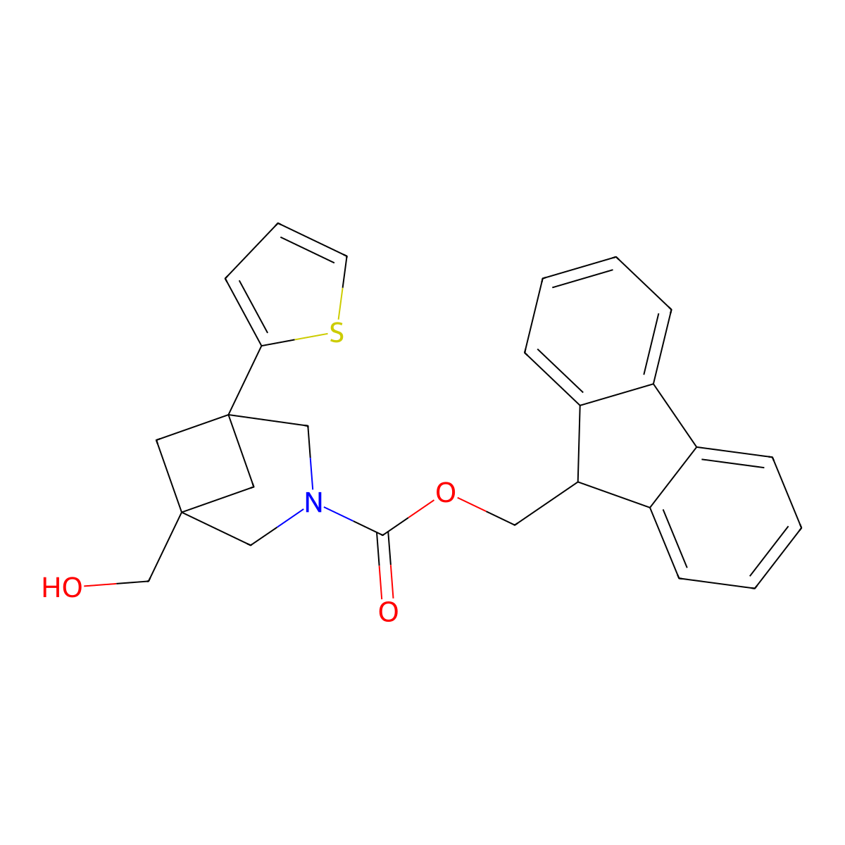 (9H-fluoren-9-yl)methyl 1-(hydroxymethyl)-5-(thiophen-2-yl)-3-azabicyclo[3.1.1]heptane-3-carboxylate molecular structure, CAS 2764009-55-2