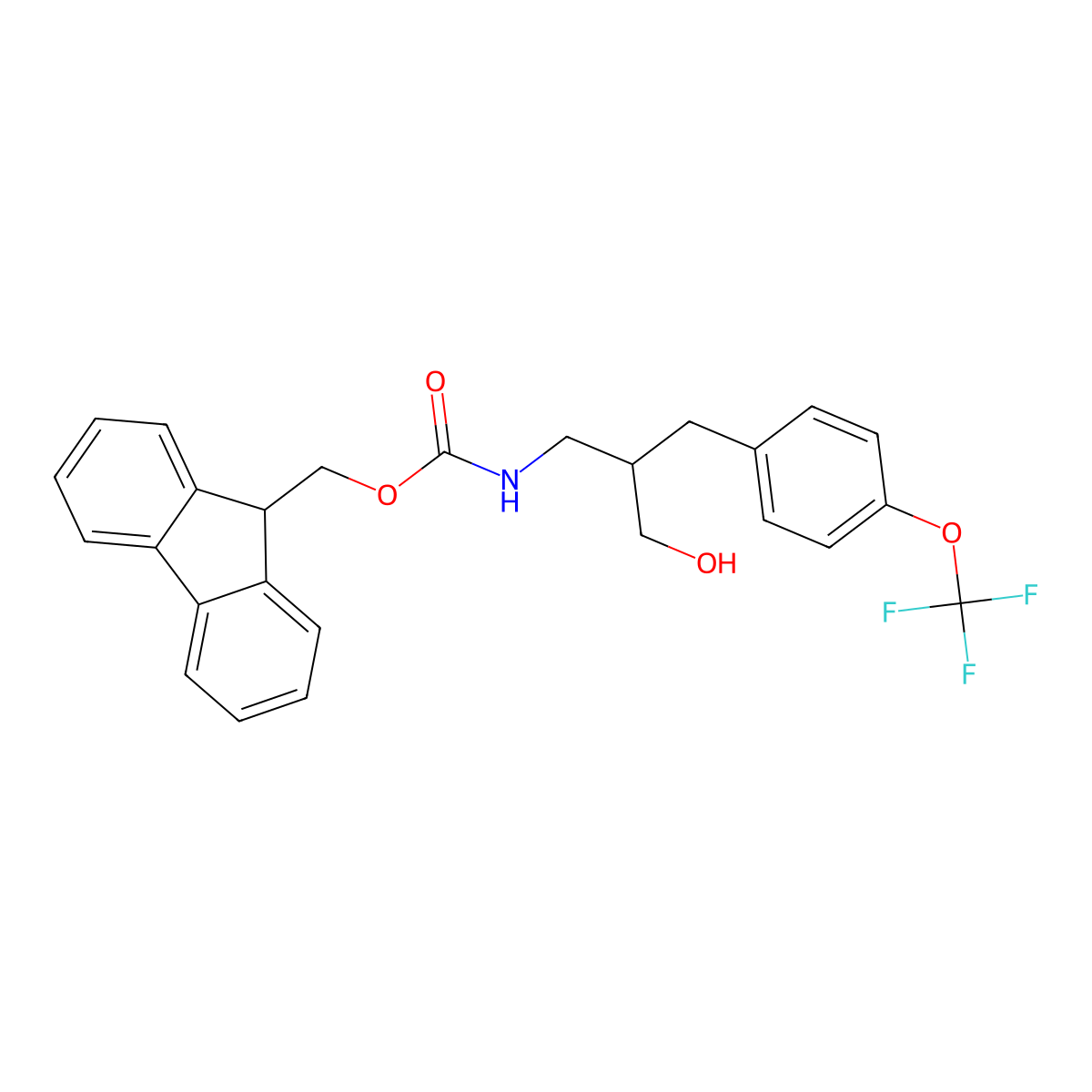 (9H-fluoren-9-yl)methyl N-(3-hydroxy-2-{[4-(trifluoromethoxy)phenyl]methyl}propyl)carbamate molecular structure, CAS 2764009-58-5
