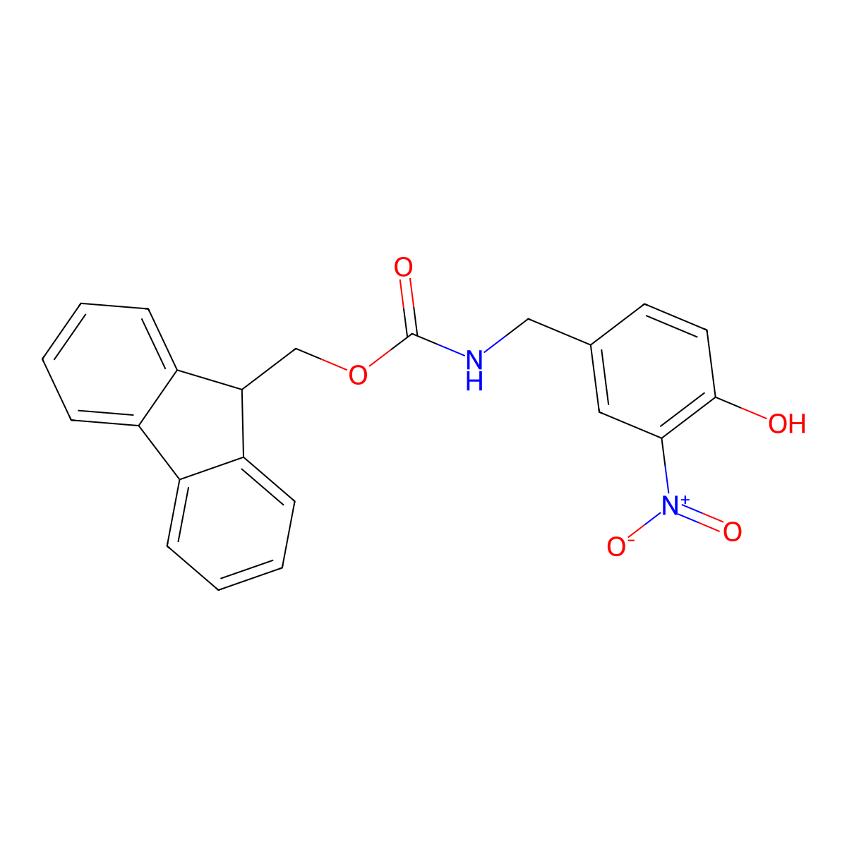 (9H-fluoren-9-yl)methyl N-[(4-hydroxy-3-nitrophenyl)methyl]carbamate molecular structure, CAS 2764009-67-6