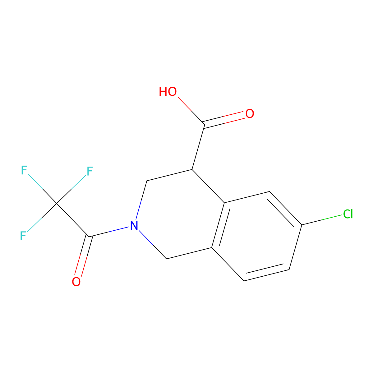 6-Chloro-2-(2,2,2-trifluoroacetyl)-1,2,3,4-tetrahydroisoquinoline-4-carboxylic acid molecular structure, CAS 2764009-68-7