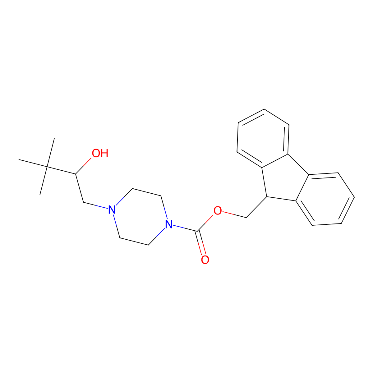 (9H-fluoren-9-yl)methyl 4-(2-hydroxy-3,3-dimethylbutyl)piperazine-1-carboxylate molecular structure, CAS 2764009-69-8