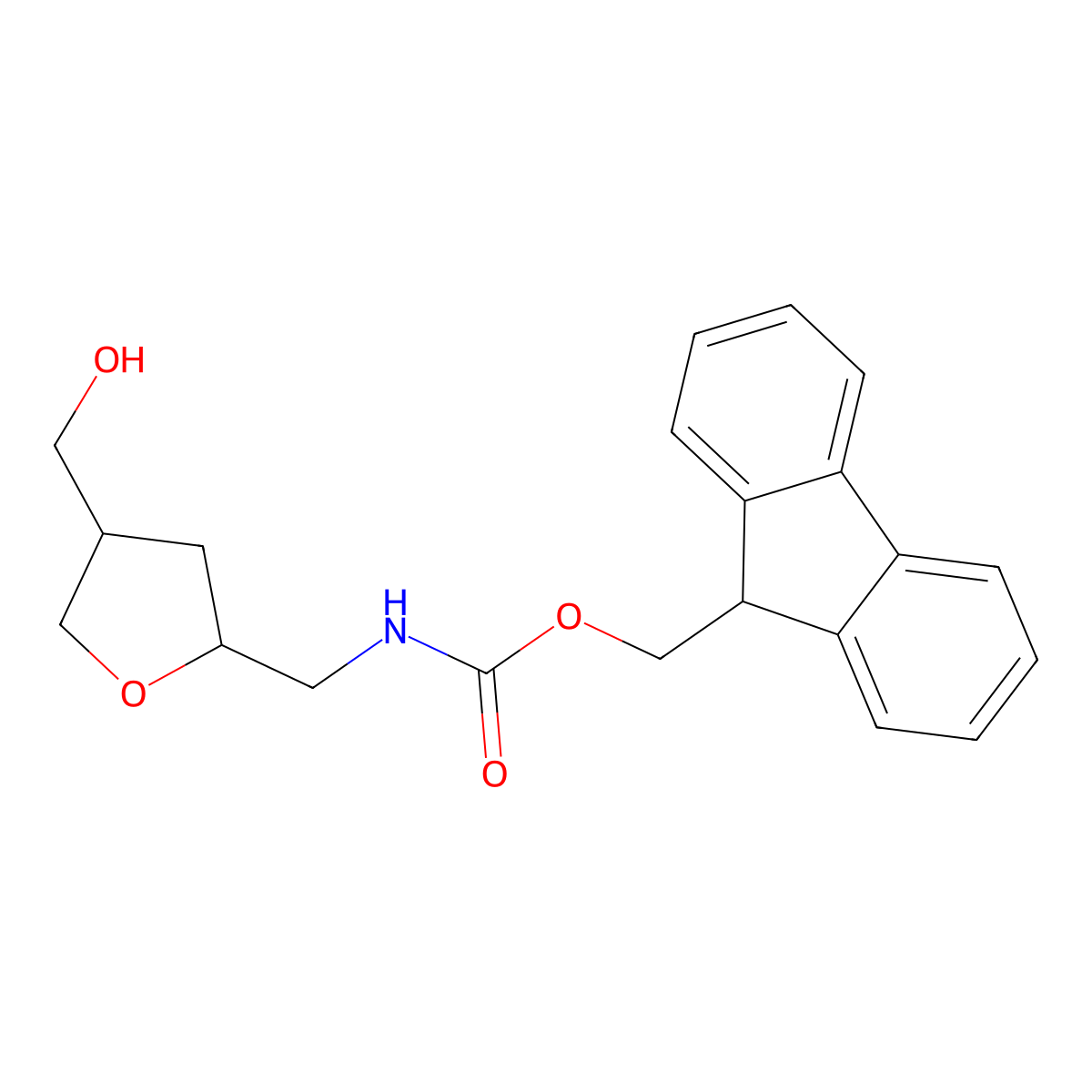 (9H-fluoren-9-yl)methyl N-{[4-(hydroxymethyl)oxolan-2-yl]methyl}carbamate molecular structure, CAS 2764009-70-1