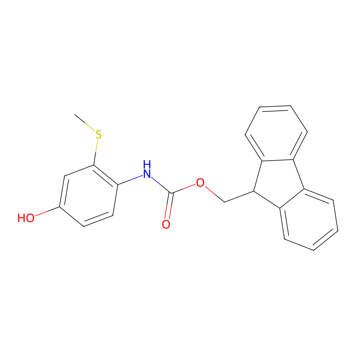 (9H-fluoren-9-yl)methyl N-[4-hydroxy-2-(methylsulfanyl)phenyl]carbamate molecular structure, CAS 2764009-71-2
