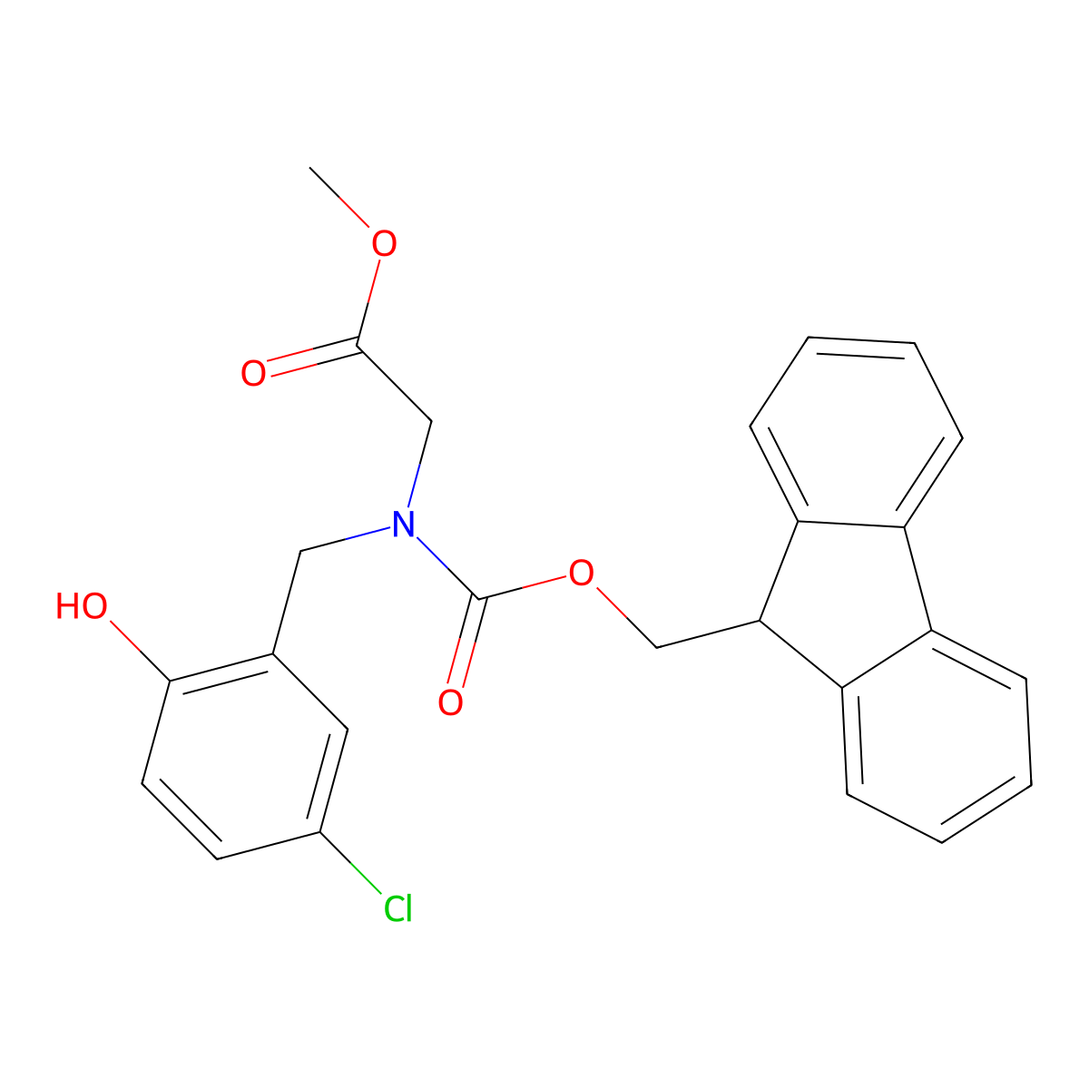 methyl 2-{[(5-chloro-2-hydroxyphenyl)methyl]({[(9H-fluoren-9-yl)methoxy]carbonyl})amino}acetate molecular structure, CAS 2764009-72-3