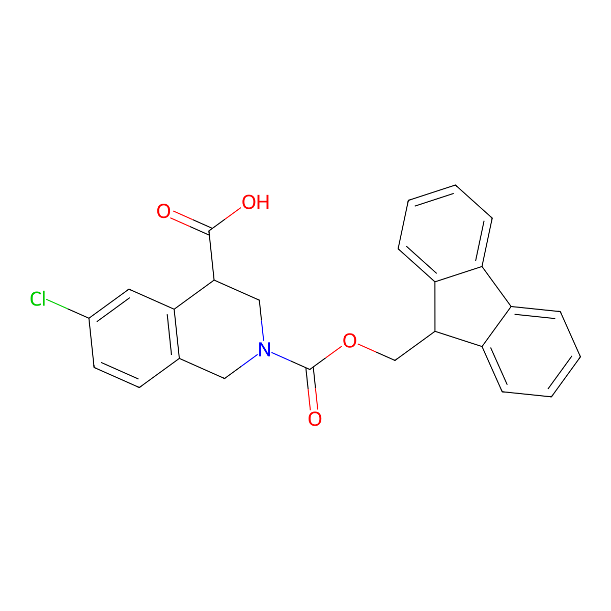 6-chloro-2-{[(9H-fluoren-9-yl)methoxy]carbonyl}-1,2,3,4-tetrahydroisoquinoline-4-carboxylic acid molecular structure, CAS 2764009-74-5